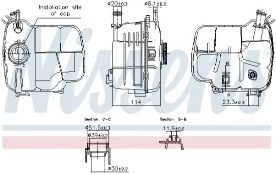 Ausgleichsbehälter, Kühlmittel NISSENS 996224 Bild Ausgleichsbehälter, Kühlmittel NISSENS 996224