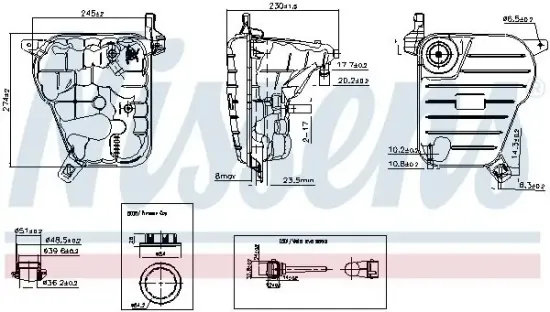 Ausgleichsbehälter, Kühlmittel NISSENS 996236 Bild Ausgleichsbehälter, Kühlmittel NISSENS 996236