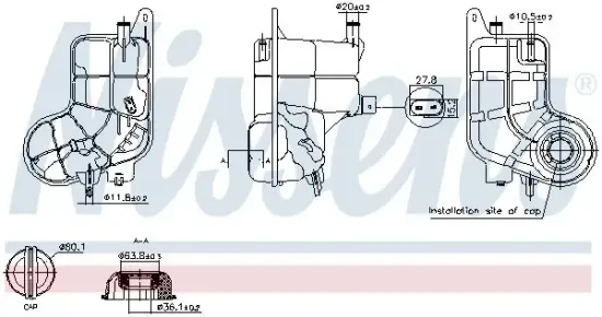 Ausgleichsbehälter, Kühlmittel NISSENS 996288 Bild Ausgleichsbehälter, Kühlmittel NISSENS 996288