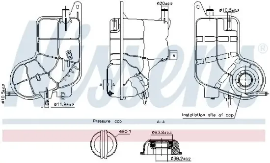Ausgleichsbehälter, Kühlmittel NISSENS 996292 Bild Ausgleichsbehälter, Kühlmittel NISSENS 996292