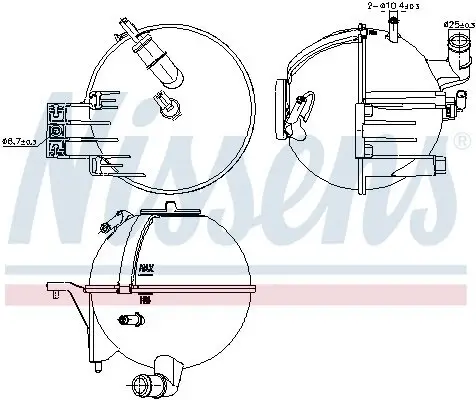 Ausgleichsbehälter, Kühlmittel NISSENS 996296 Bild Ausgleichsbehälter, Kühlmittel NISSENS 996296