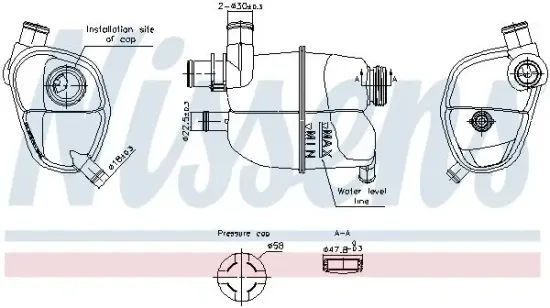 Ausgleichsbehälter, Kühlmittel NISSENS 996302 Bild Ausgleichsbehälter, Kühlmittel NISSENS 996302