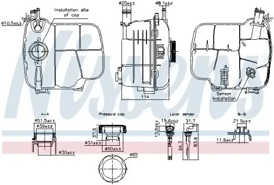 Ausgleichsbehälter, Kühlmittel NISSENS 996305 Bild Ausgleichsbehälter, Kühlmittel NISSENS 996305