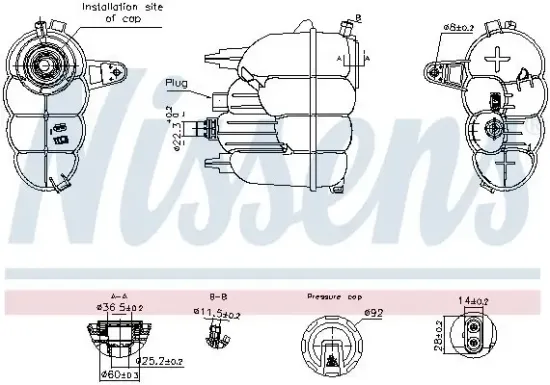 Ausgleichsbehälter, Kühlmittel NISSENS 996323 Bild Ausgleichsbehälter, Kühlmittel NISSENS 996323