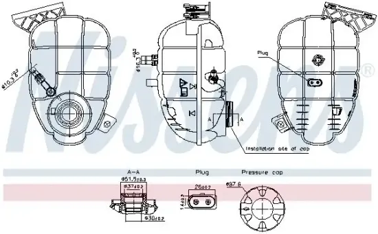 Ausgleichsbehälter, Kühlmittel NISSENS 996325 Bild Ausgleichsbehälter, Kühlmittel NISSENS 996325