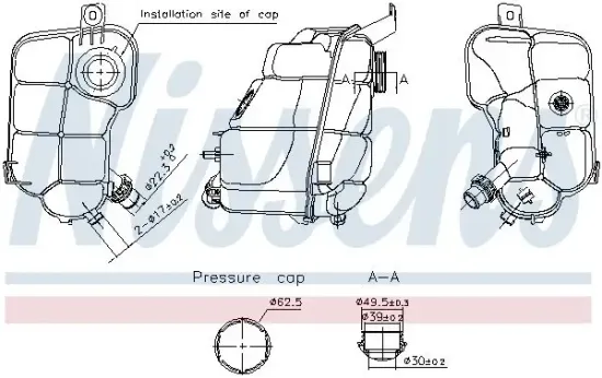 Ausgleichsbehälter, Kühlmittel NISSENS 996337 Bild Ausgleichsbehälter, Kühlmittel NISSENS 996337