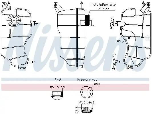Ausgleichsbehälter, Kühlmittel NISSENS 996338 Bild Ausgleichsbehälter, Kühlmittel NISSENS 996338