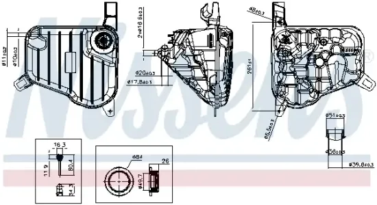 Ausgleichsbehälter, Kühlmittel NISSENS 996345 Bild Ausgleichsbehälter, Kühlmittel NISSENS 996345