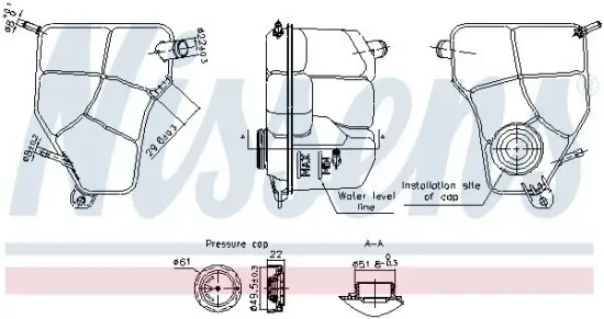 Ausgleichsbehälter, Kühlmittel NISSENS 996360 Bild Ausgleichsbehälter, Kühlmittel NISSENS 996360