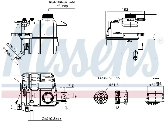 Ausgleichsbehälter, Kühlmittel NISSENS 996396 Bild Ausgleichsbehälter, Kühlmittel NISSENS 996396