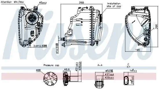 Ausgleichsbehälter, Kühlmittel NISSENS 996559 Bild Ausgleichsbehälter, Kühlmittel NISSENS 996559