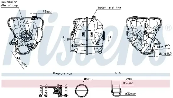 Ausgleichsbehälter, Kühlmittel NISSENS 996564 Bild Ausgleichsbehälter, Kühlmittel NISSENS 996564