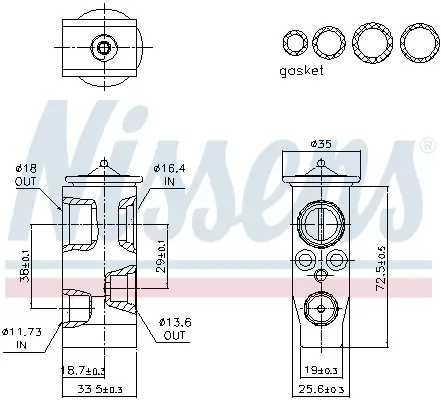 Expansionsventil, Klimaanlage NISSENS 999398 Bild Expansionsventil, Klimaanlage NISSENS 999398