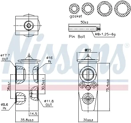 Expansionsventil, Klimaanlage NISSENS 999543 Bild Expansionsventil, Klimaanlage NISSENS 999543