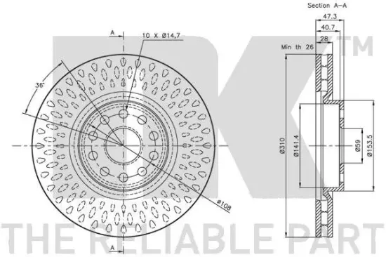 Bremsscheibe Vorderachse NK 201018 Bild Bremsscheibe Vorderachse NK 201018