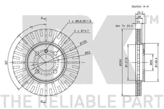 Bremsscheibe Vorderachse NK 201509 Bild Bremsscheibe Vorderachse NK 201509