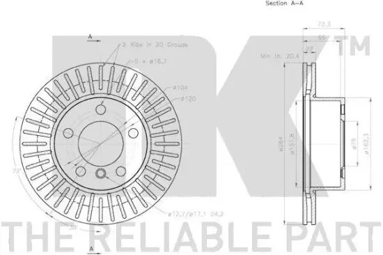 Bremsscheibe Vorderachse NK 2015100 Bild Bremsscheibe Vorderachse NK 2015100