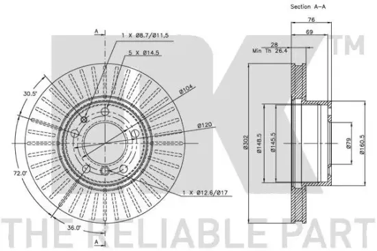 Bremsscheibe Vorderachse NK 201526 Bild Bremsscheibe Vorderachse NK 201526