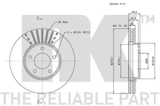 Bremsscheibe Vorderachse NK 202256 Bild Bremsscheibe Vorderachse NK 202256