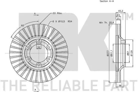 Bremsscheibe Vorderachse NK 203429 Bild Bremsscheibe Vorderachse NK 203429