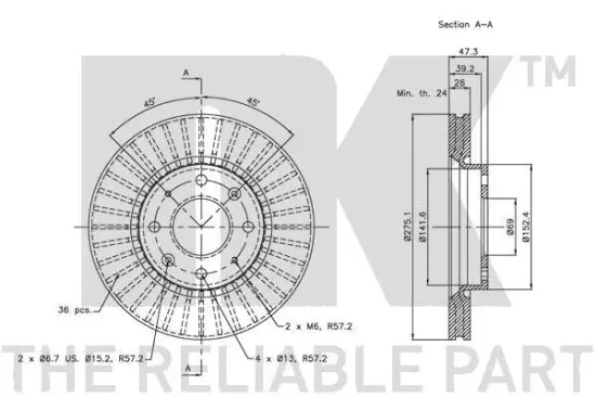 Bremsscheibe Vorderachse NK 203512 Bild Bremsscheibe Vorderachse NK 203512