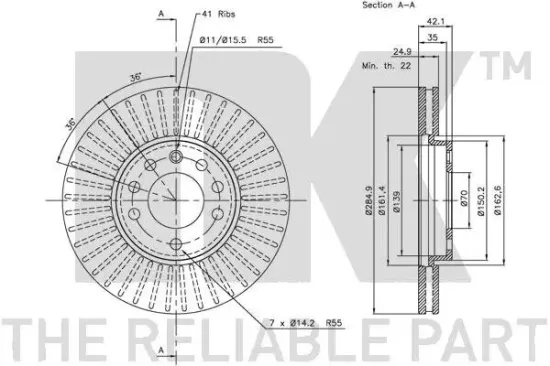 Bremsscheibe Vorderachse NK 203645 Bild Bremsscheibe Vorderachse NK 203645