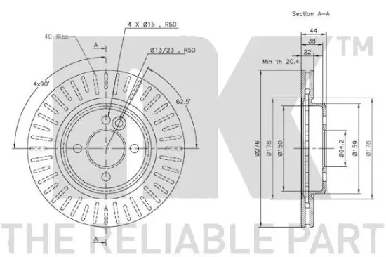 Bremsscheibe Vorderachse NK 204016 Bild Bremsscheibe Vorderachse NK 204016