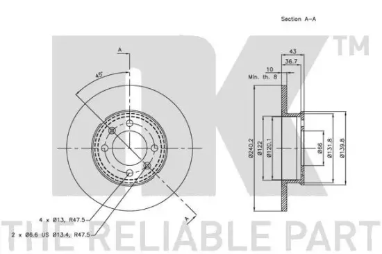 Bremsscheibe Hinterachse NK 204024 Bild Bremsscheibe Hinterachse NK 204024