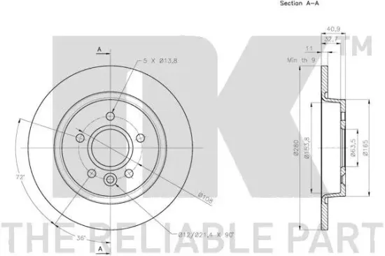Bremsscheibe Hinterachse NK 204865 Bild Bremsscheibe Hinterachse NK 204865