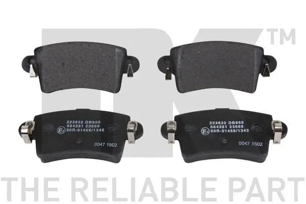 Bremsbelagsatz, Scheibenbremse Hinterachse NK 223632