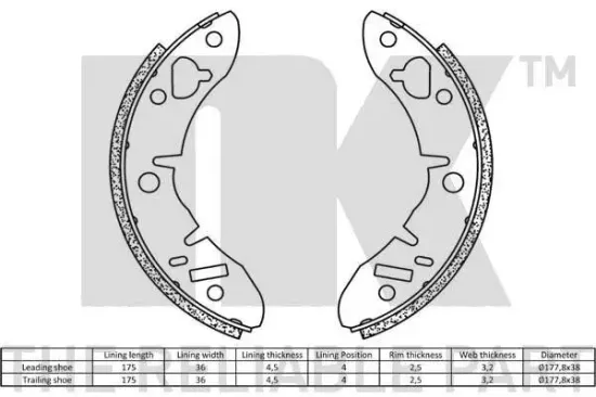 Bremsbackensatz Vorderachse NK 2712033 Bild Bremsbackensatz Vorderachse NK 2712033