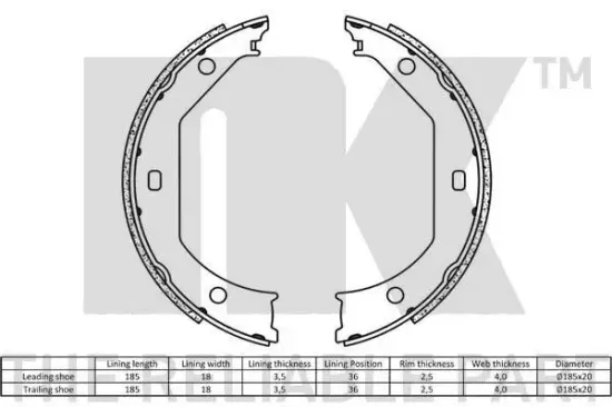 Bremsbackensatz, Feststellbremse NK 2715638 Bild Bremsbackensatz, Feststellbremse NK 2715638