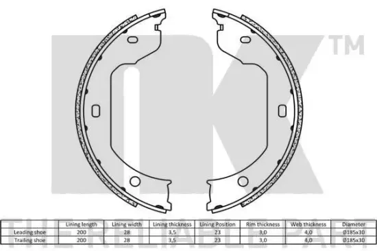 Bremsbackensatz, Feststellbremse NK 2715695 Bild Bremsbackensatz, Feststellbremse NK 2715695