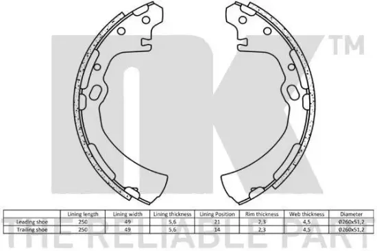 Bremsbackensatz Hinterachse NK 2722510 Bild Bremsbackensatz Hinterachse NK 2722510