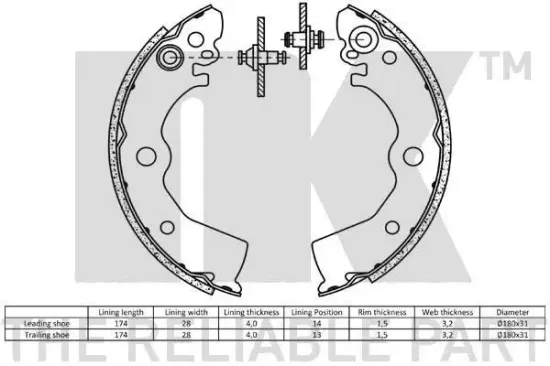 Bremsbackensatz Hinterachse NK 2722532 Bild Bremsbackensatz Hinterachse NK 2722532