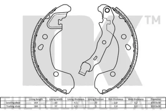 Bremsbackensatz Hinterachse NK 2722693 Bild Bremsbackensatz Hinterachse NK 2722693