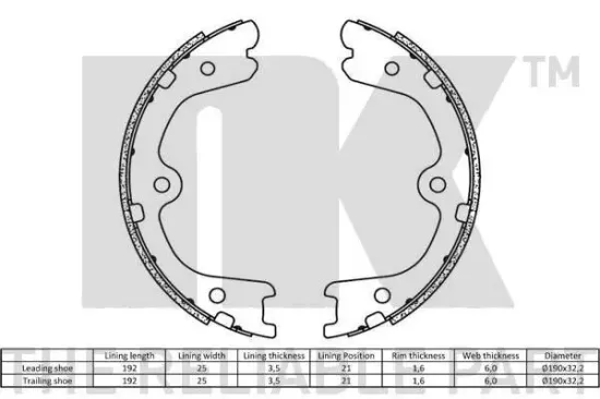 Bremsbackensatz Hinterachse NK 2722798 Bild Bremsbackensatz Hinterachse NK 2722798