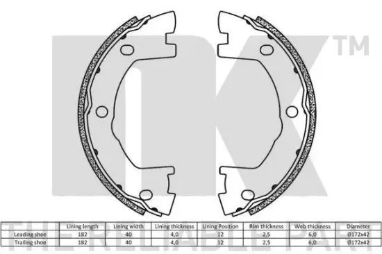 Bremsbackensatz, Feststellbremse Hinterachse NK 2723841 Bild Bremsbackensatz, Feststellbremse Hinterachse NK 2723841