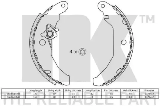Bremsbackensatz Hinterachse NK 2725408 Bild Bremsbackensatz Hinterachse NK 2725408