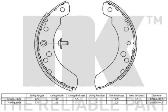 Bremsbackensatz Hinterachse NK 2725440 Bild Bremsbackensatz Hinterachse NK 2725440