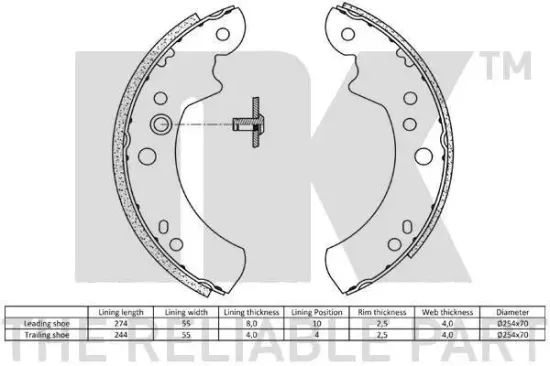 Bremsbackensatz Hinterachse NK 2725446 Bild Bremsbackensatz Hinterachse NK 2725446