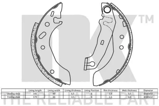 Bremsbackensatz Hinterachse NK 2725535 Bild Bremsbackensatz Hinterachse NK 2725535