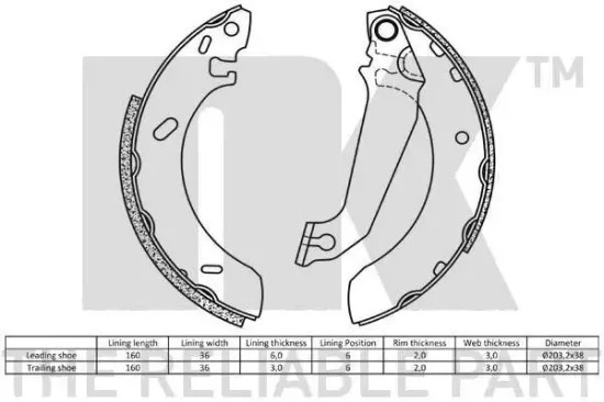 Bremsbackensatz NK 2725536 Bild Bremsbackensatz NK 2725536