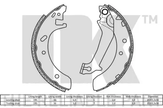 Bremsbackensatz Hinterachse NK 2725574 Bild Bremsbackensatz Hinterachse NK 2725574