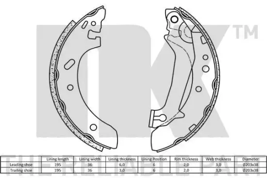 Bremsbackensatz Hinterachse NK 2725643 Bild Bremsbackensatz Hinterachse NK 2725643