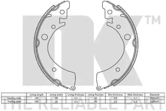 Bremsbackensatz Hinterachse NK 2726435 Bild Bremsbackensatz Hinterachse NK 2726435