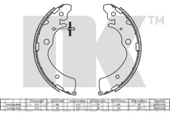 Bremsbackensatz NK 2726508 Bild Bremsbackensatz NK 2726508