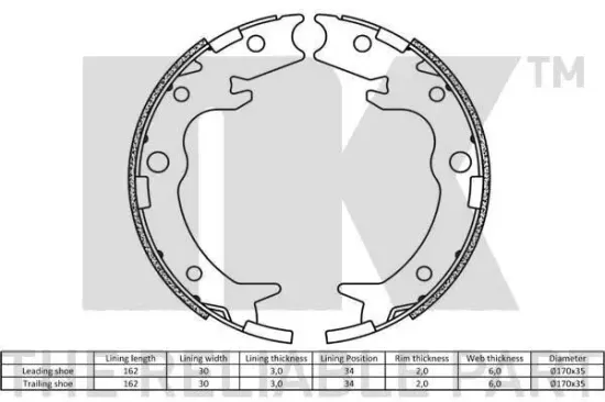 Bremsbackensatz Hinterachse NK 2726650 Bild Bremsbackensatz Hinterachse NK 2726650