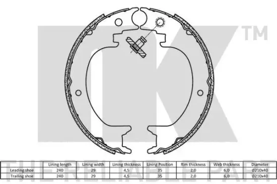 Bremsbackensatz, Feststellbremse NK 2730824 Bild Bremsbackensatz, Feststellbremse NK 2730824
