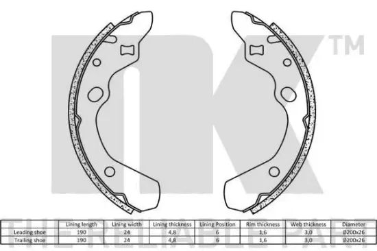 Bremsbackensatz Hinterachse NK 2732500 Bild Bremsbackensatz Hinterachse NK 2732500